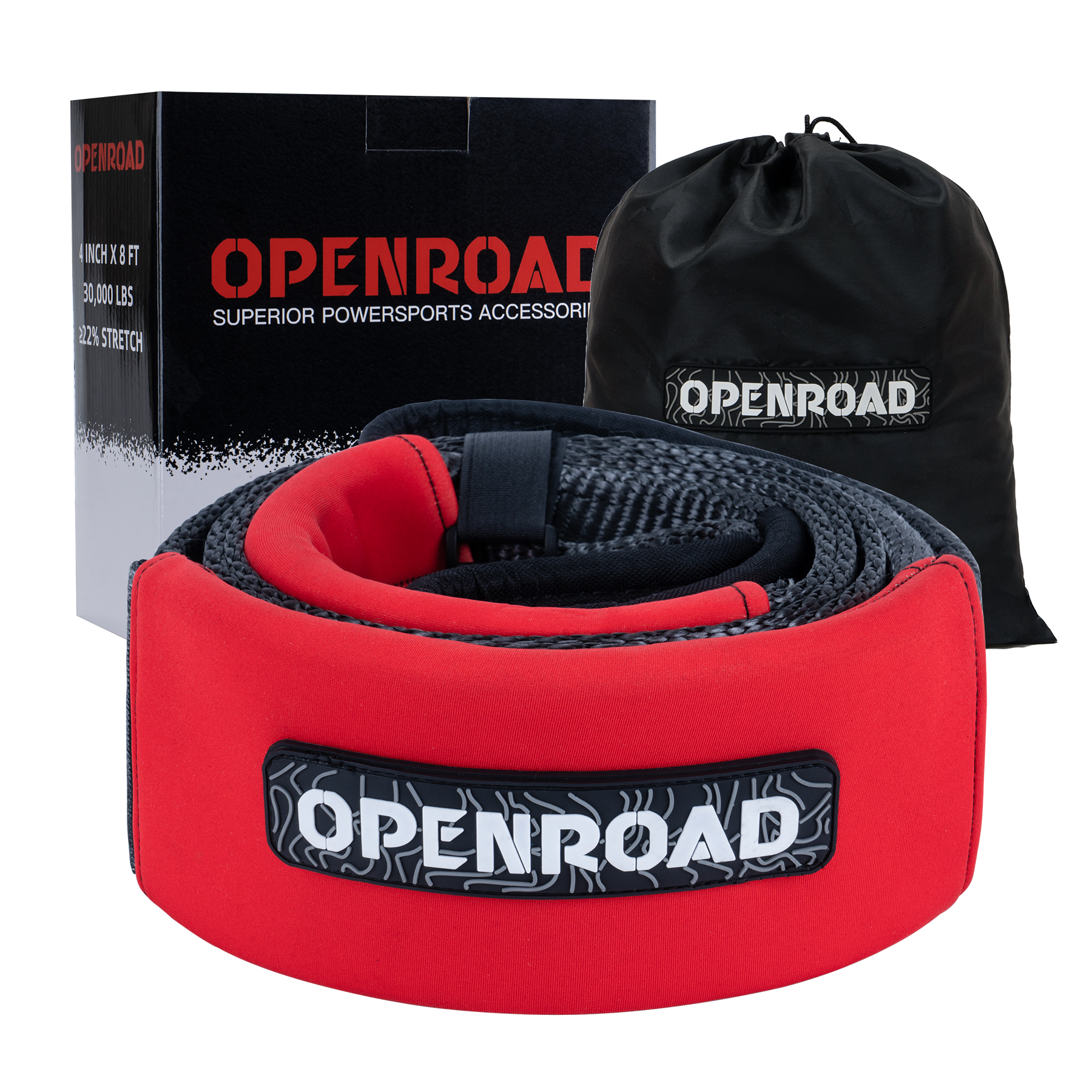 OPENROAD 4''x8' Break Strength 40,000 lbs Tree Saver Strap, Triple Reinforced Webbing. Towing Rope OPENROAD 40000 lbs 4''x8' Tree Saver Stra  