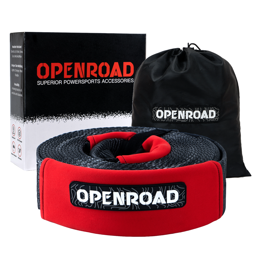 OPENROAD Nylon Heavy Duty Tow Strap Recovery Strap 3" x 30 ft (30,000 lbs) Snatch Strap,  Storage Bag  openroad4wd.com 3" x 30' Tow Strap