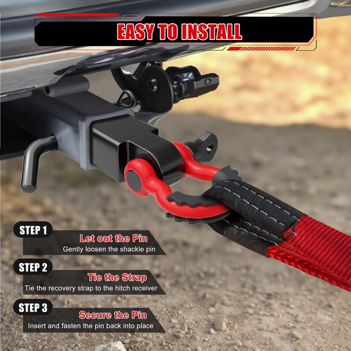 2" Universal Shackle Hitch Receiver with 3/4'' D Ring Shackle Openroad4wd