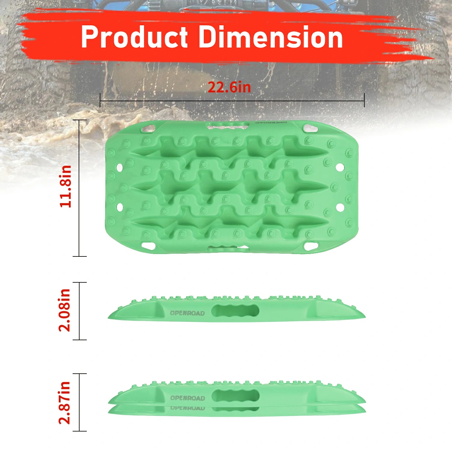 OPENROAD 5 Generation Off-Road Recovery Traction Boards (2pcs) | Black & Red & Green Recovery Traction Boards OPENROAD   