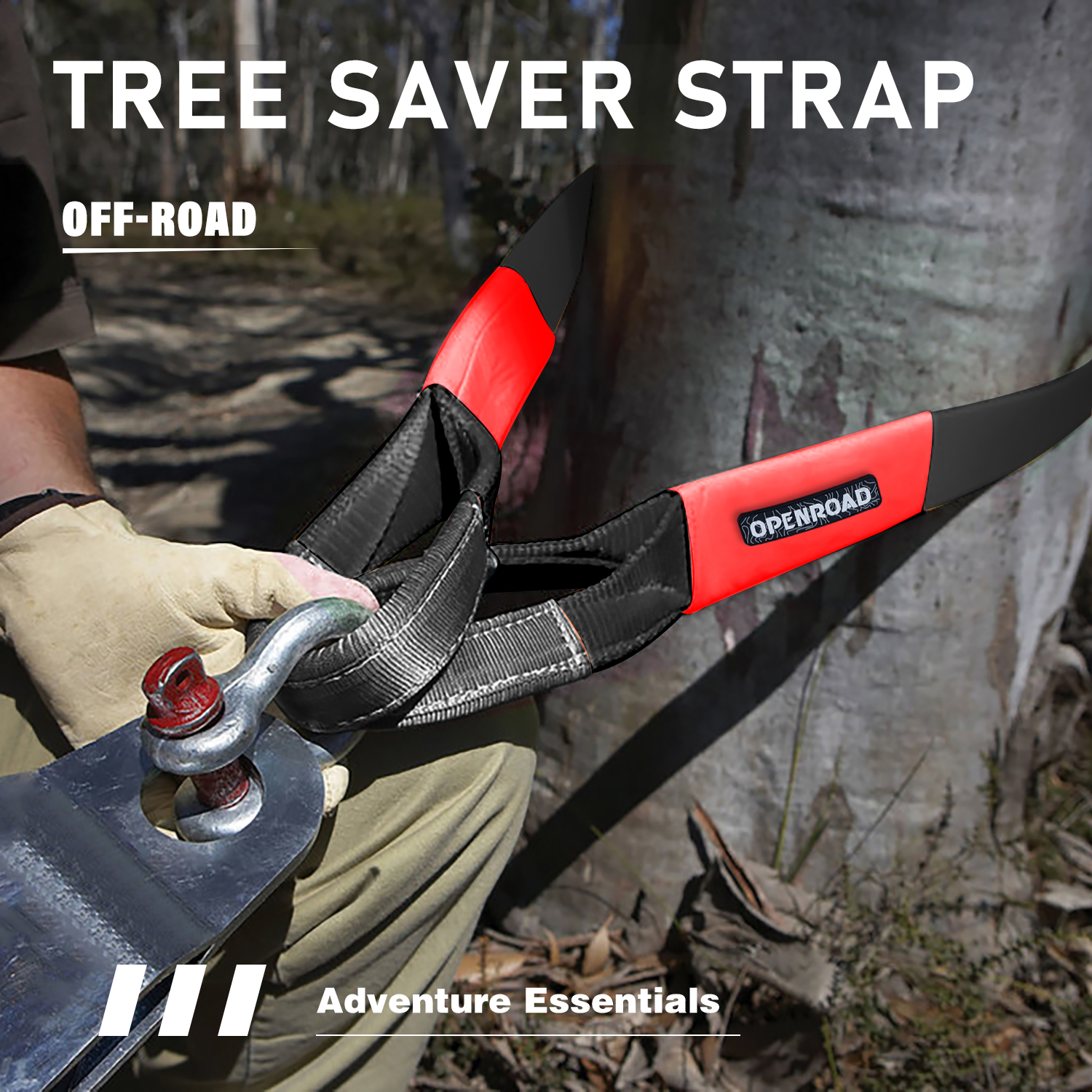 OPENROAD 4''x8' Break Strength 40,000 lbs Tree Saver Strap, Triple Reinforced Webbing. Towing Rope OPENROAD   