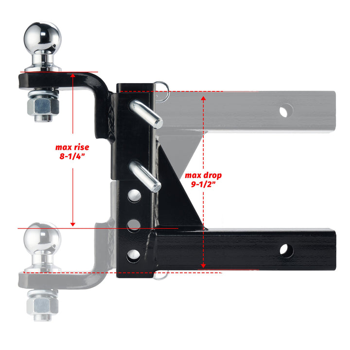 OPENROAD Adjustable Trailer Hitch Ball Mount Fits 2-Inch Receiver, 2" Tow Balls 7500lbs  openroad4wd.com