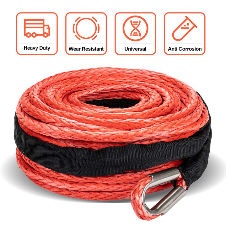 OPENROAD Synthetic Winch Rope, 1/2" x 85'-18000lbs Winch Line Rope Replacement with Protective Sleeve/Rope Winch Hook  OPENROAD