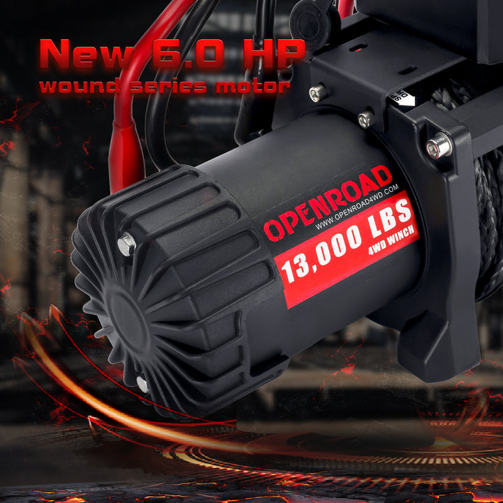 OPENROAD 13,000 lbs Winch with Synthetic Rope - Panther Series 2s winch OPENROAD