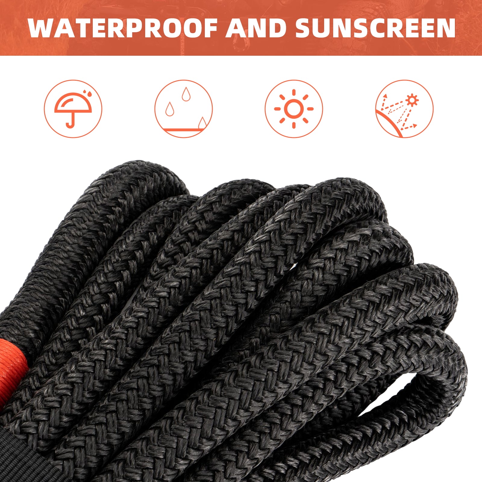OPENROAD 1" x30' Kinetic Recovery Tow Rope (25,000lbs)，for Truck Off-Road Vehicle ATV UTV, Carry Bag Included,Orange Recovery Straps OPENROAD   