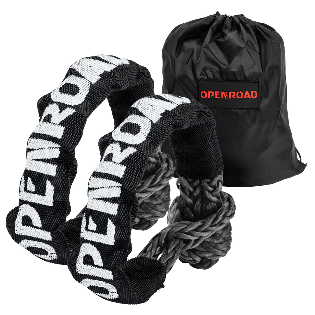 OPENROAD Synthetic Soft Shackle Rope, 2" X 23" (38,000lbs)  openroad4wd.com Black 2pcs