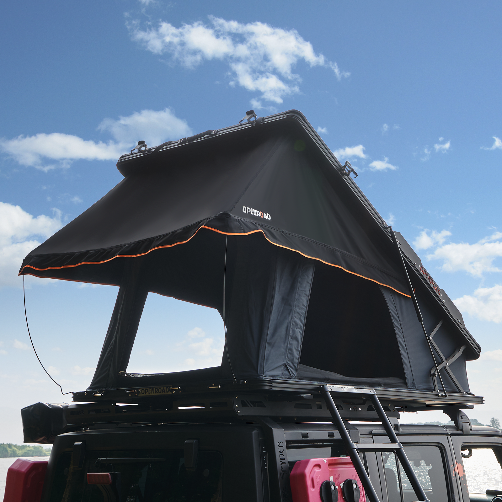 OPENROAD Aluminum Hard Shell Roof Top Tent-PeakRoof LT Series  openroad4wd.com With Cross Bars Pickup in Store 