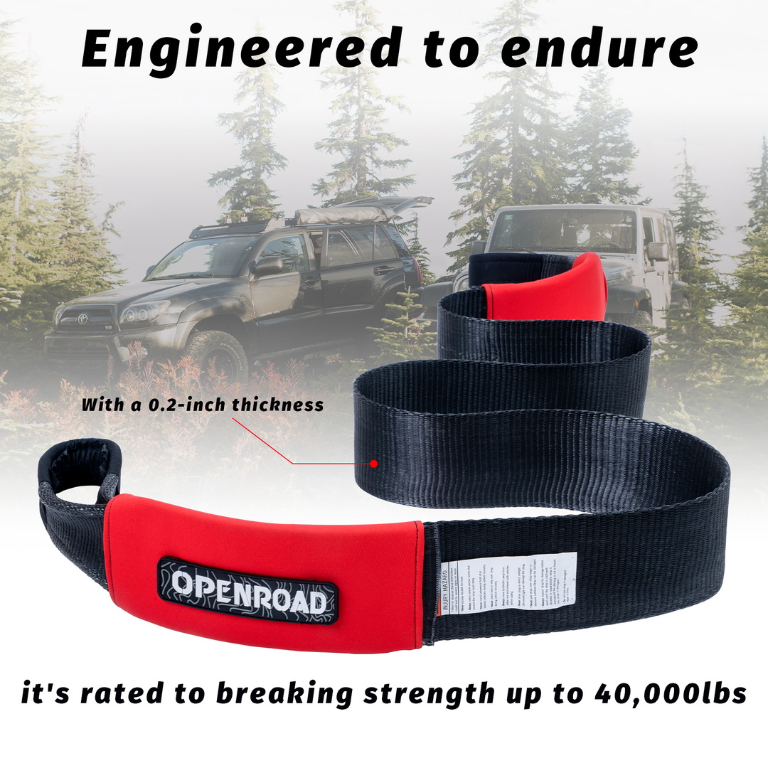 OPENROAD 4''x8' Break Strength 40,000 lbs Tree Saver Strap Towing Rope OPENROAD   