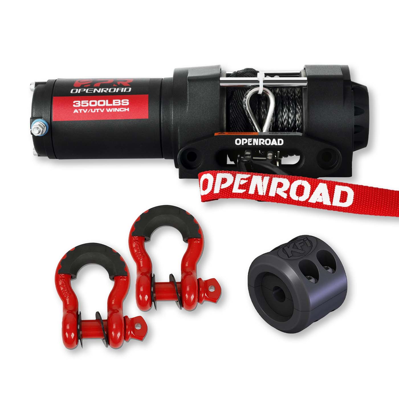 3500lbs Electric Winch +3/4" D-ring shackle+winch cable stopper  openroad4wd.com   