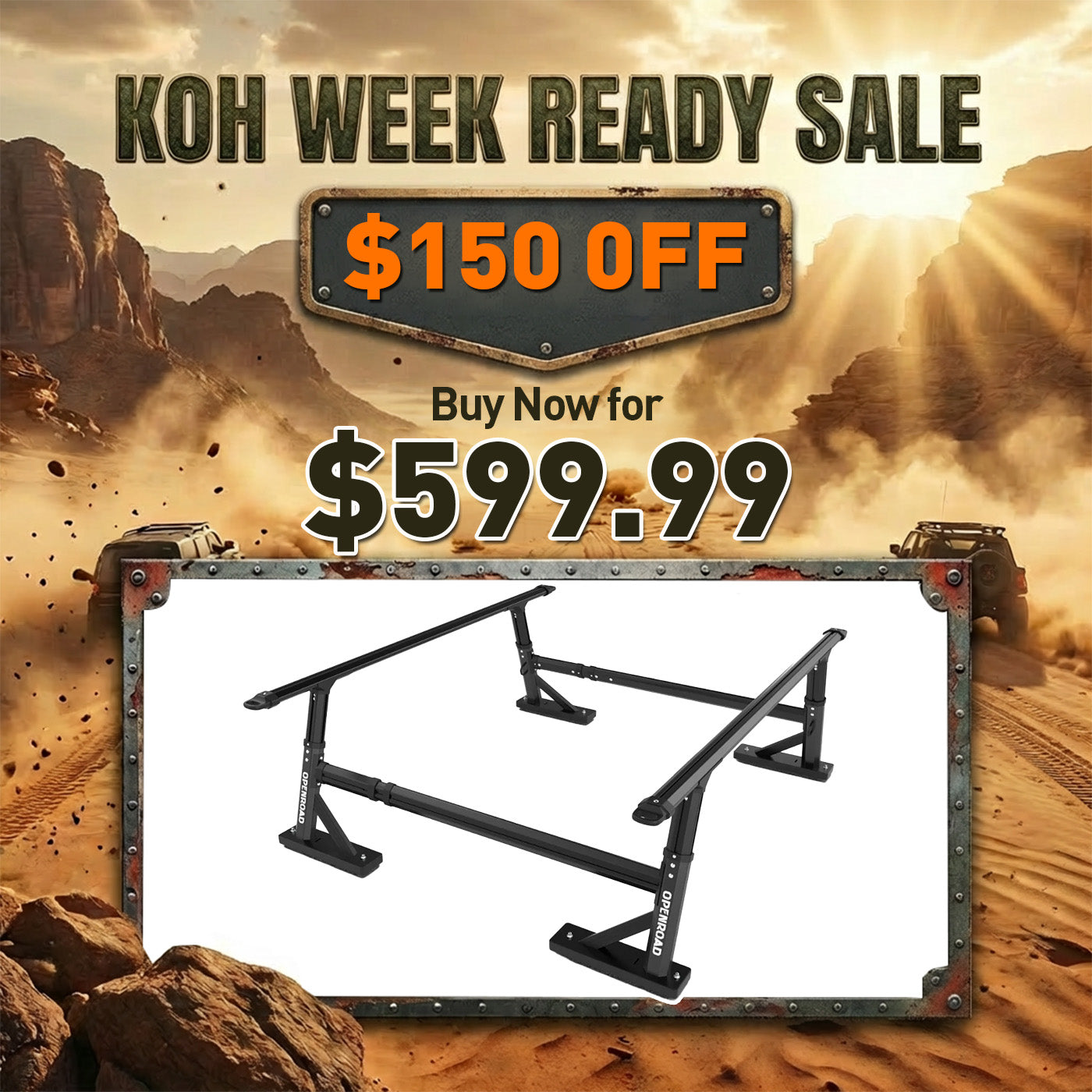 OPENROAD Universal Fit Adjustable Bed Rack for Trucks