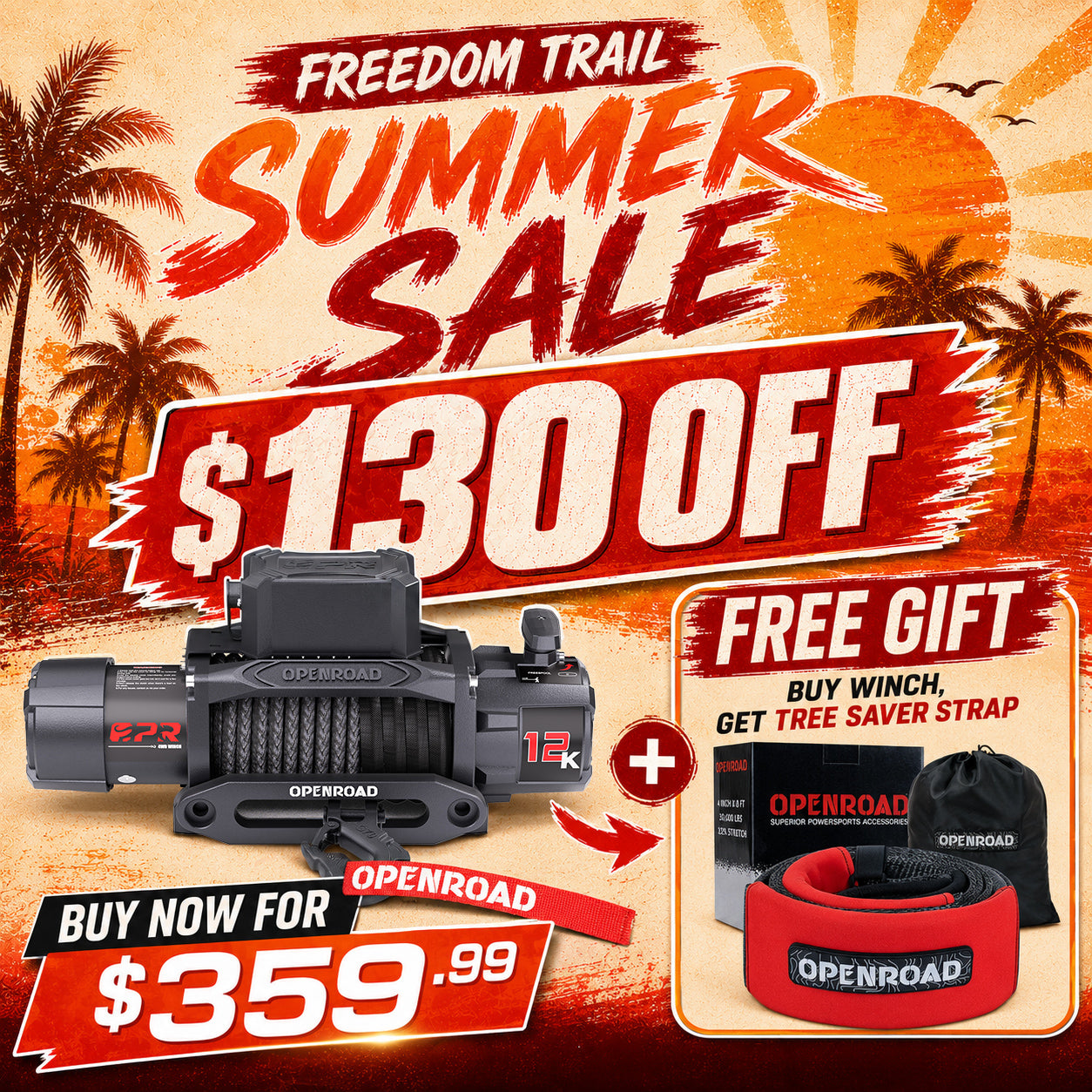 OPENROAD 12,000lbs Electric Winch with Synthetic Rope-Panther Series 3S winch Openroad4wd