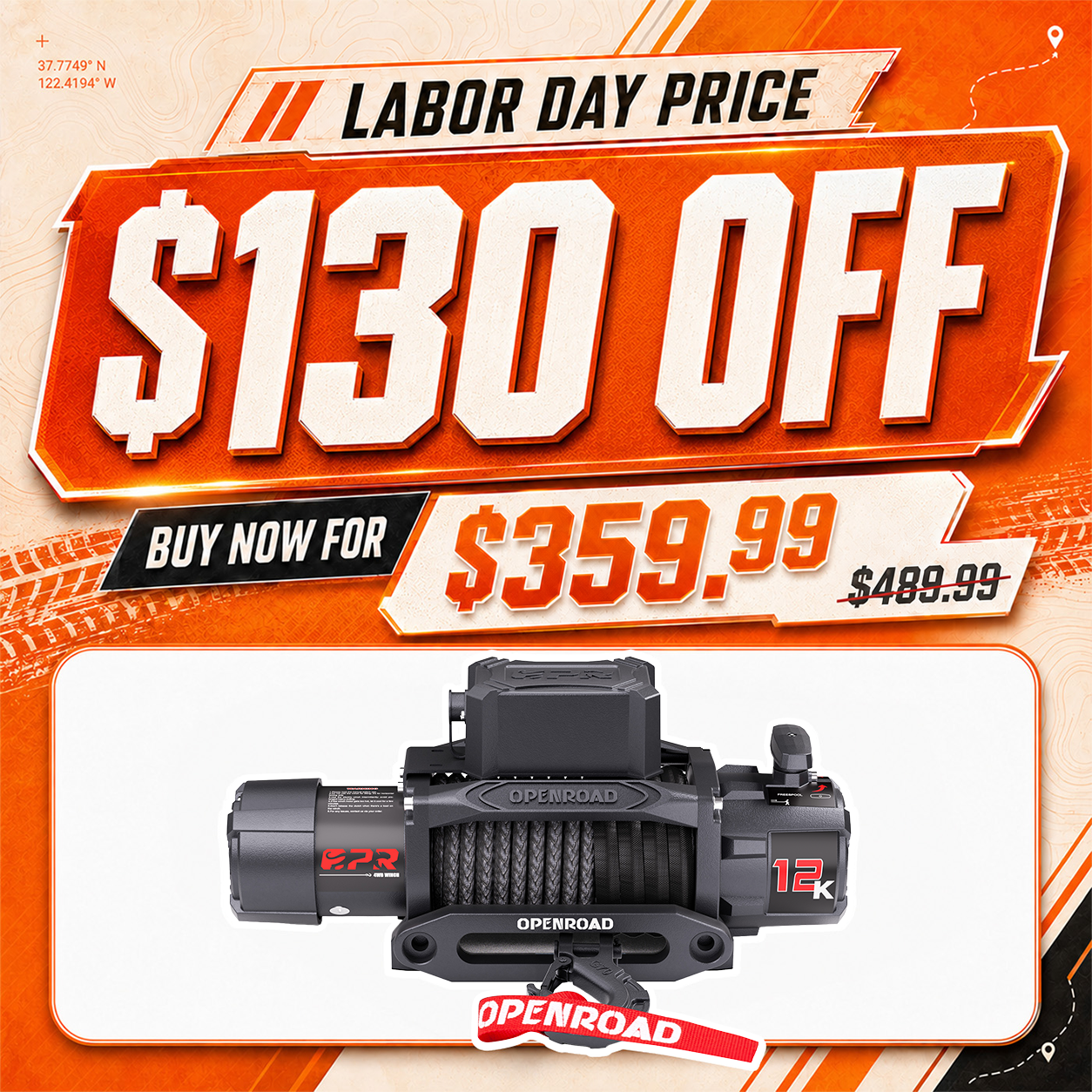 OPENROAD 12,000lbs Electric Winch with Synthetic Rope-Panther Series 3S winch Openroad4wd