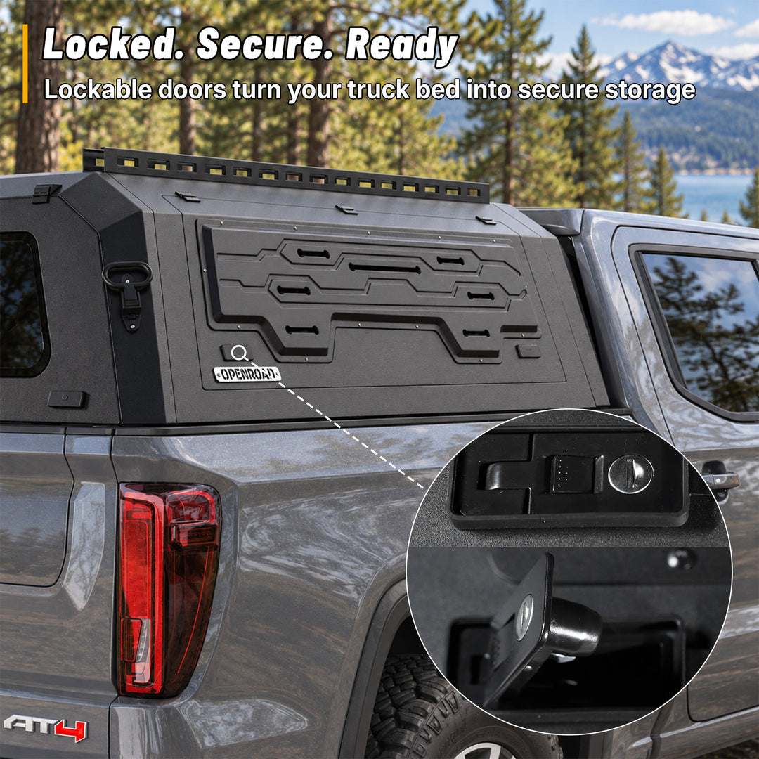OPENROAD Aluminum Truck Cap for GMC Sierra 1500 (2019-2026)-5.8 ft Bed Openroad4wd