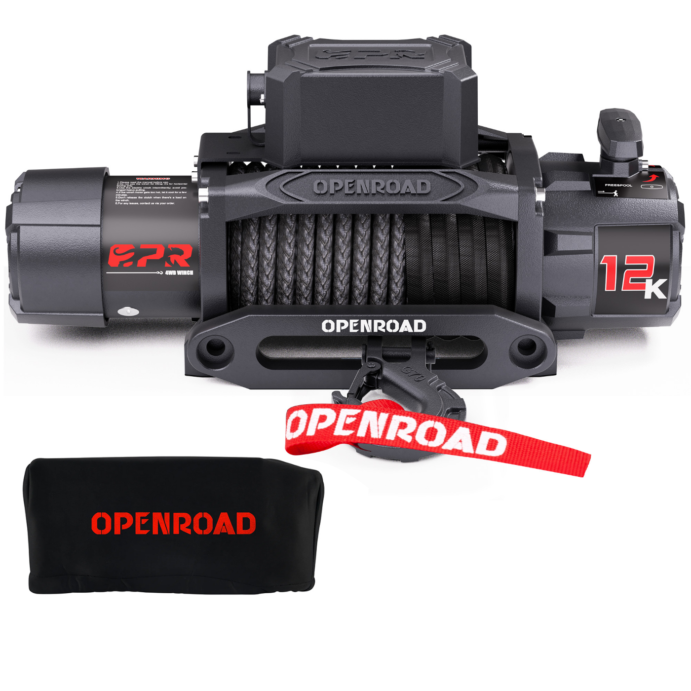 OPENROAD 12,000lbs Electric Winch with Synthetic Rope-Panther Series 3S winch Openroad4wd 12000lbs Winch with Protection Cover