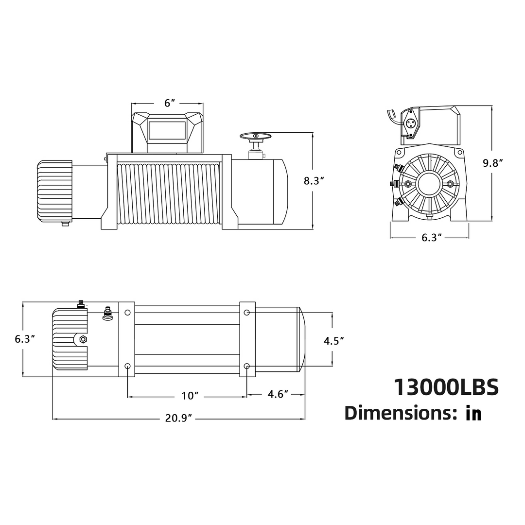 OPENROAD 13,000 lbs Winch with Synthetic Rope - Panther Series 2s, Compatible with the Front Bumper Designed for a 12,000 lbs Winch winch OPENROAD   