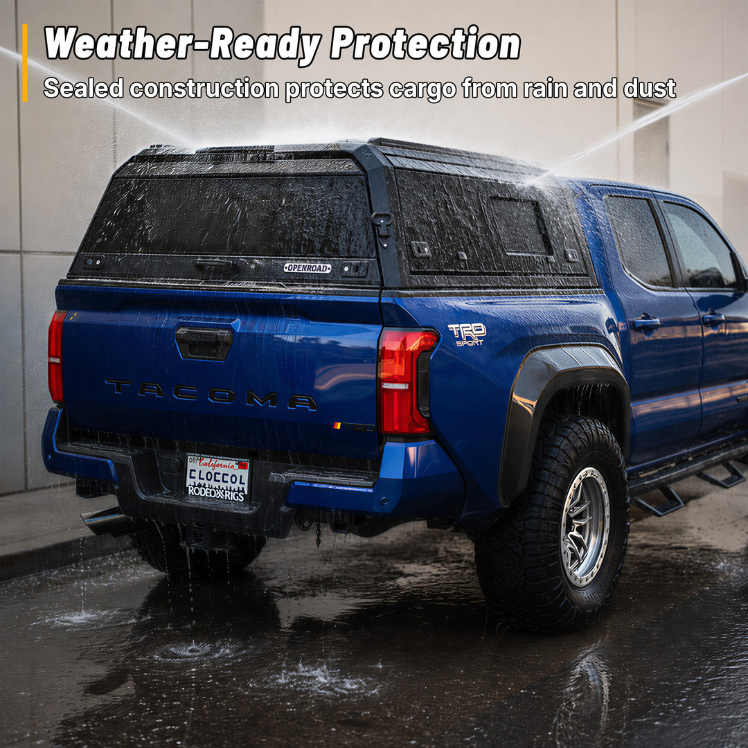 OPENROAD Sliding Glass Side Truck Cap for Toyota Tacoma (2024-2026) – 5ft Bed Openroad4wd