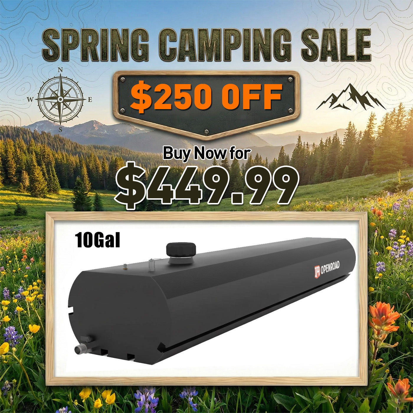 OPENROAD Pressurized Water Tank for Camping Shower Openroad4wd