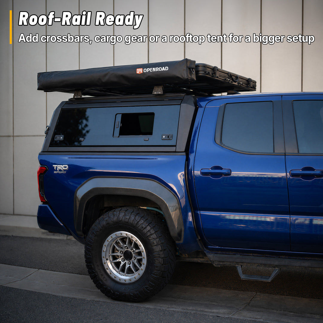 OPENROAD Sliding Glass Side Truck Cap for Toyota Tacoma (2024-2026) – 5ft Bed Openroad4wd