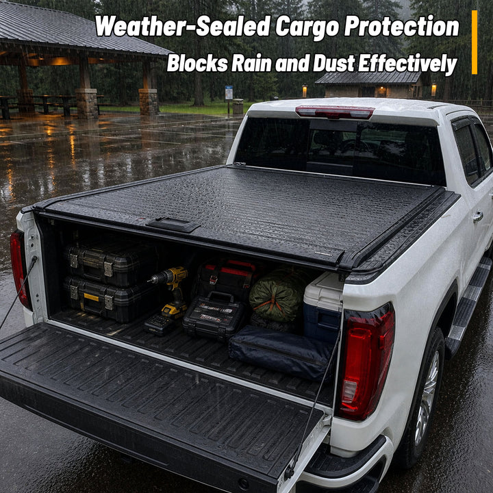 OPENROAD Aluminum Retractable Tonneau Cover for Chevy Silverado / Sierra 1500 (2019–2026) 5.8ft With Handle Openroad4wd