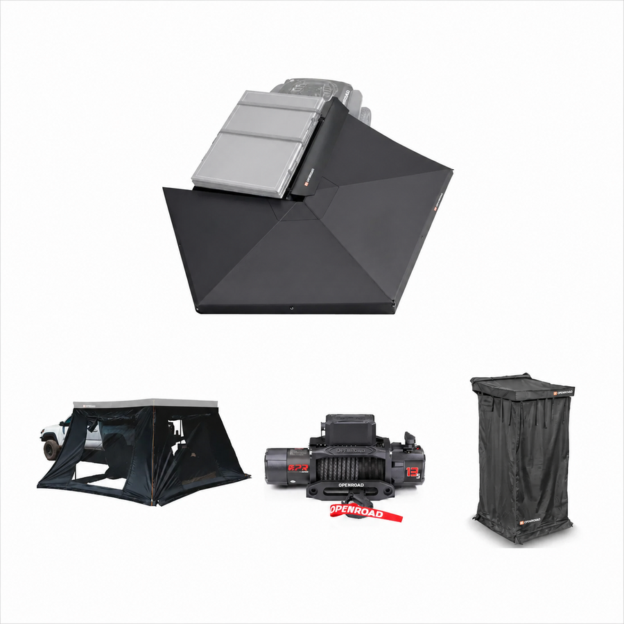 OPENROAD  270  Awning with 270 Awning Sidewalls with 13,500lbs Winch with  Shower Awning V2