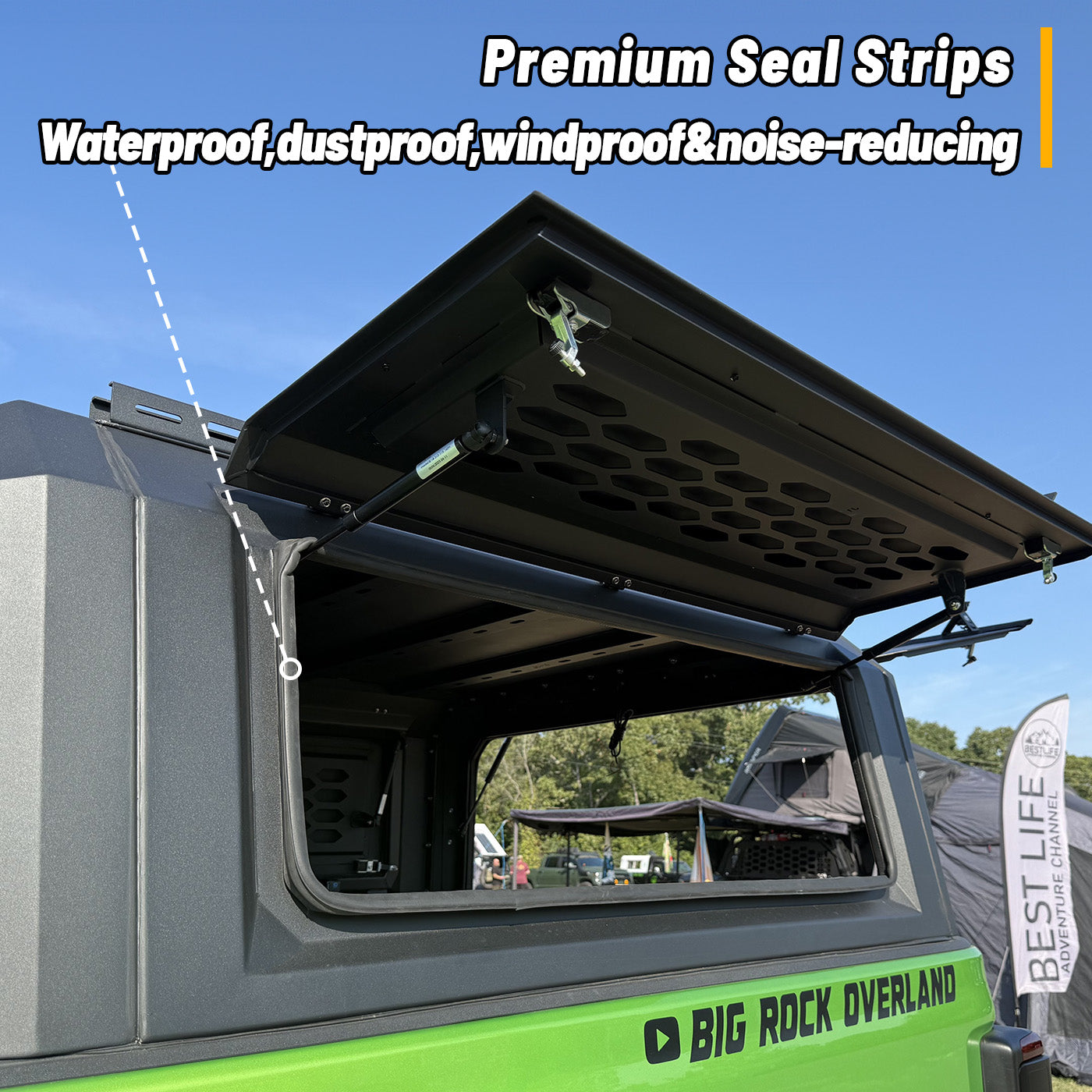 OPENROAD Truck Cap with Full Wing Doors, Extra-Large Storage, and LED Brake Light Openroad4wd