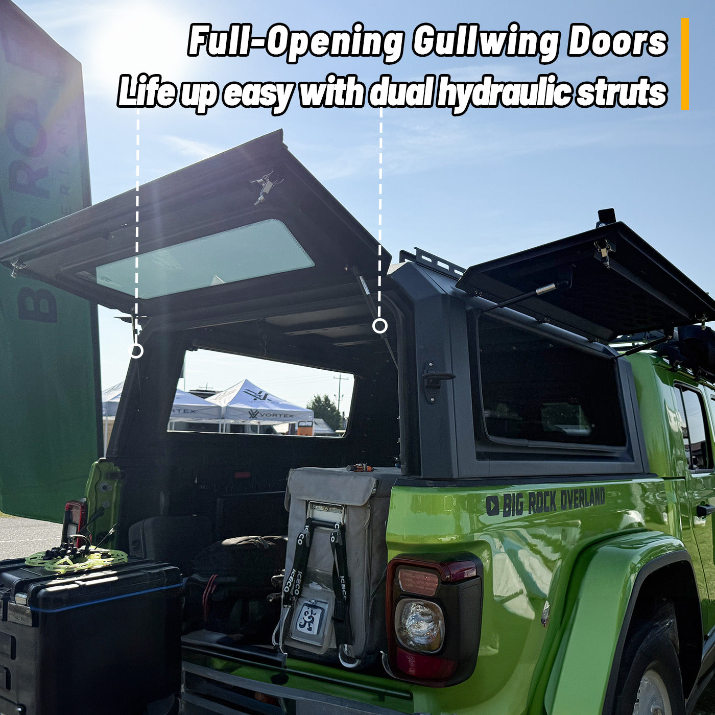 OPENROAD Truck Cap with Full Wing Doors, Extra-Large Storage, and LED Brake Light Openroad4wd