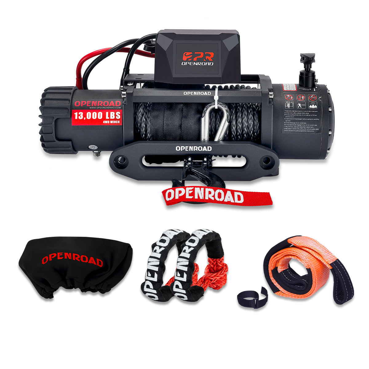 13000 lbs electric winch+soft shackle(2pcs)+Tree Saver Strap  openroad4wd.com   