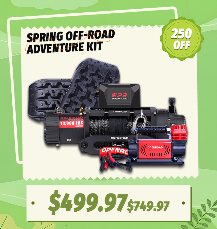 spring sale package-13,000lbs Winch &Air Compressor&Recovery Traction Boards  openroad4wd.com   