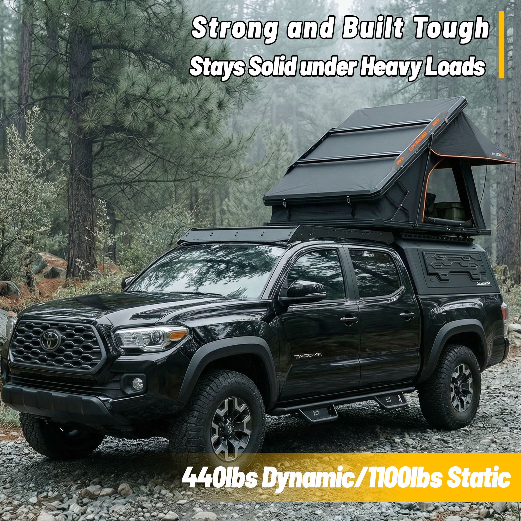 OPENROAD Aluminum Truck Cap for Toyota Tacoma (2016-2023) – 6ft Bed Openroad4wd