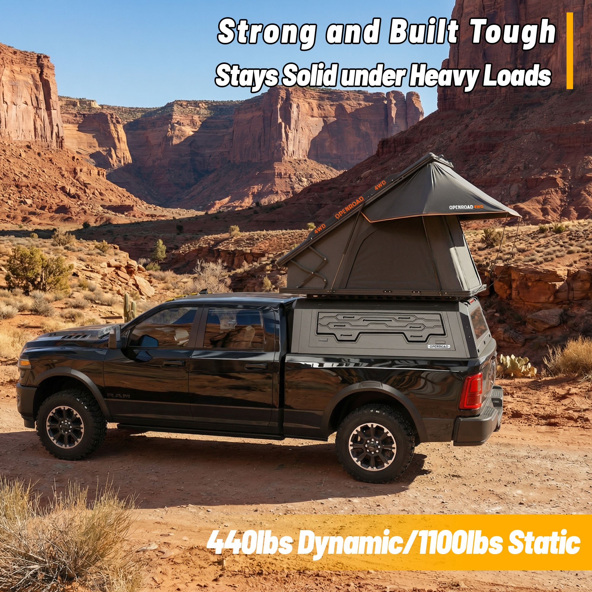 OPENROAD Aluminum Truck Cap for RAM 2500/3500 (2009-2026) – 6.4ft Bed Openroad4wd