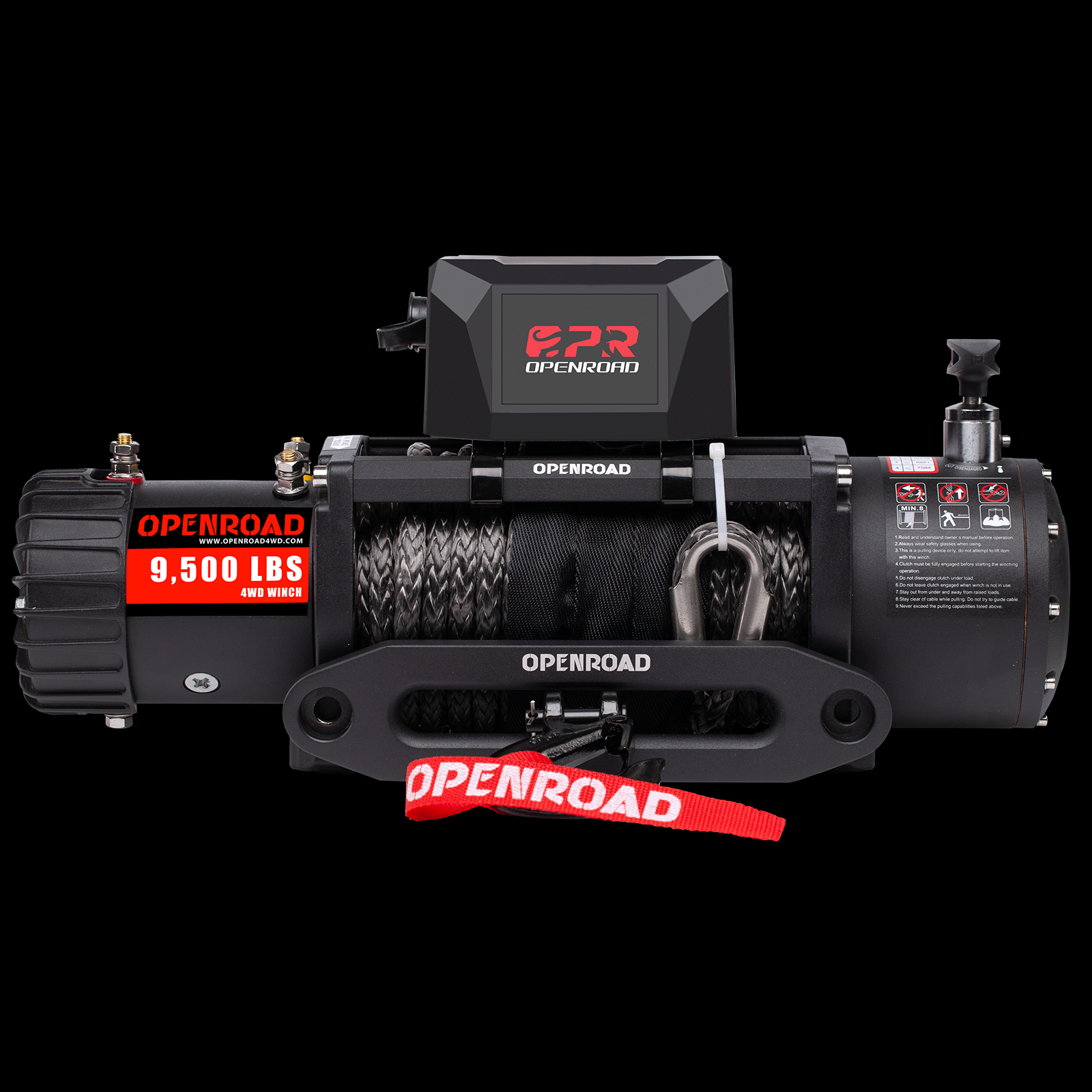 OPENROAD 9,500lbs 12V electric Winch black matte-Panther Series 2S winch OPENROAD   