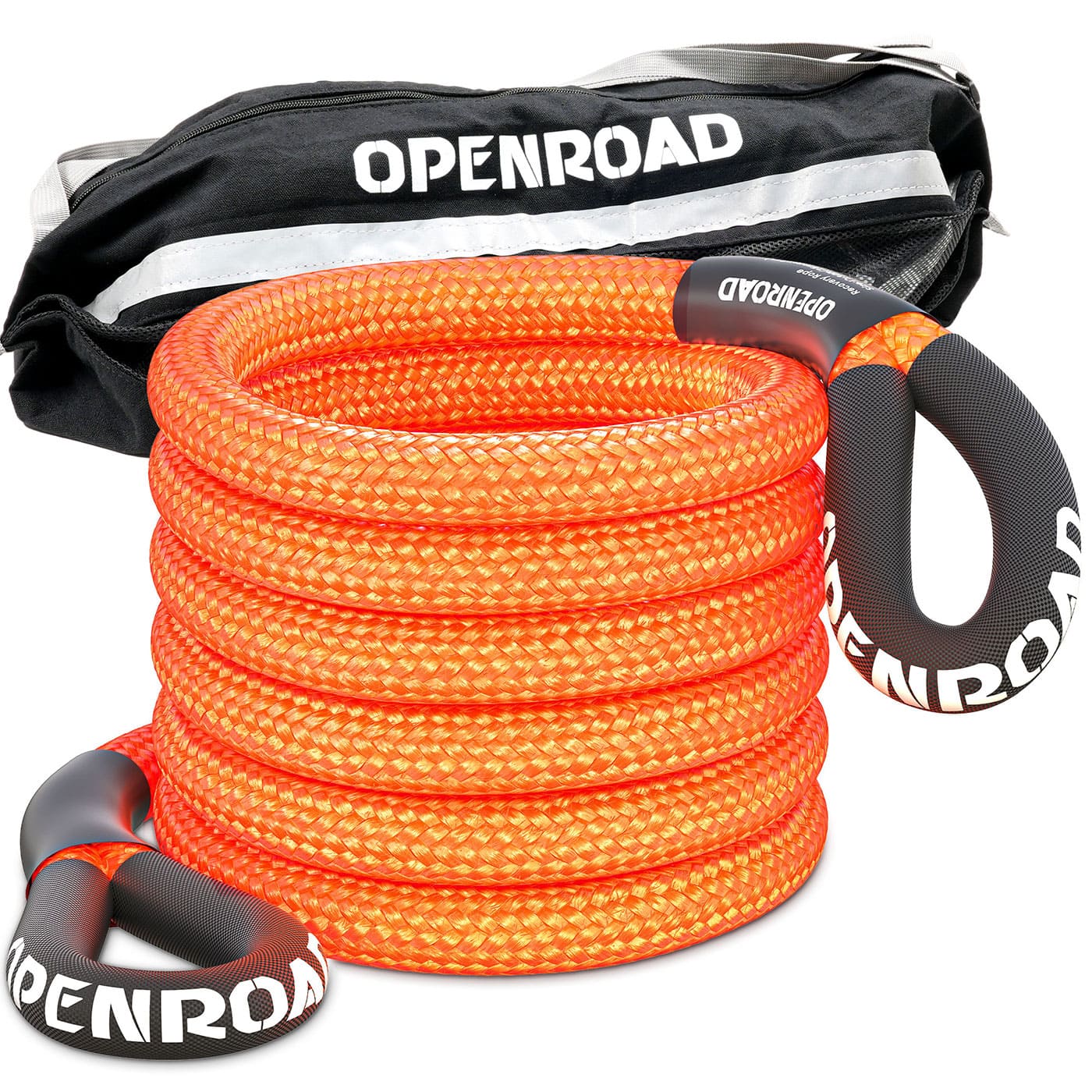 OPENROAD 1" x30' Kinetic Recovery Tow Rope (25,000lbs)，for Truck Off-road Vehicle ATV UTV, Carry Bag Included Recovery Straps OPENROAD Orange  