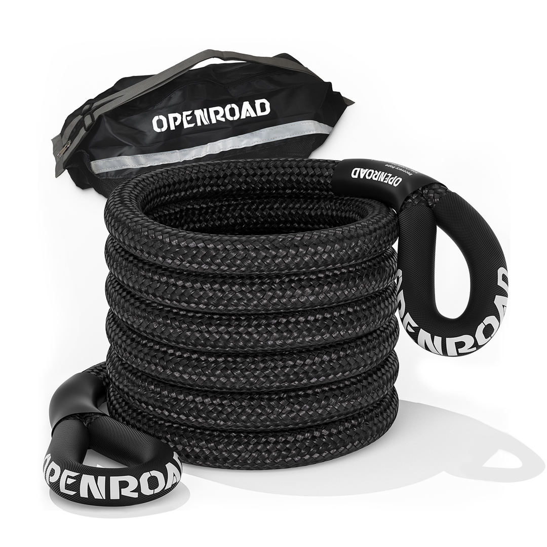 OPENROAD 1" x30' Kinetic Recovery Tow Rope (36,000lbs)，for Truck Off-road Vehicle ATV UTV, Carry Bag Included Recovery Straps OPENROAD Black  