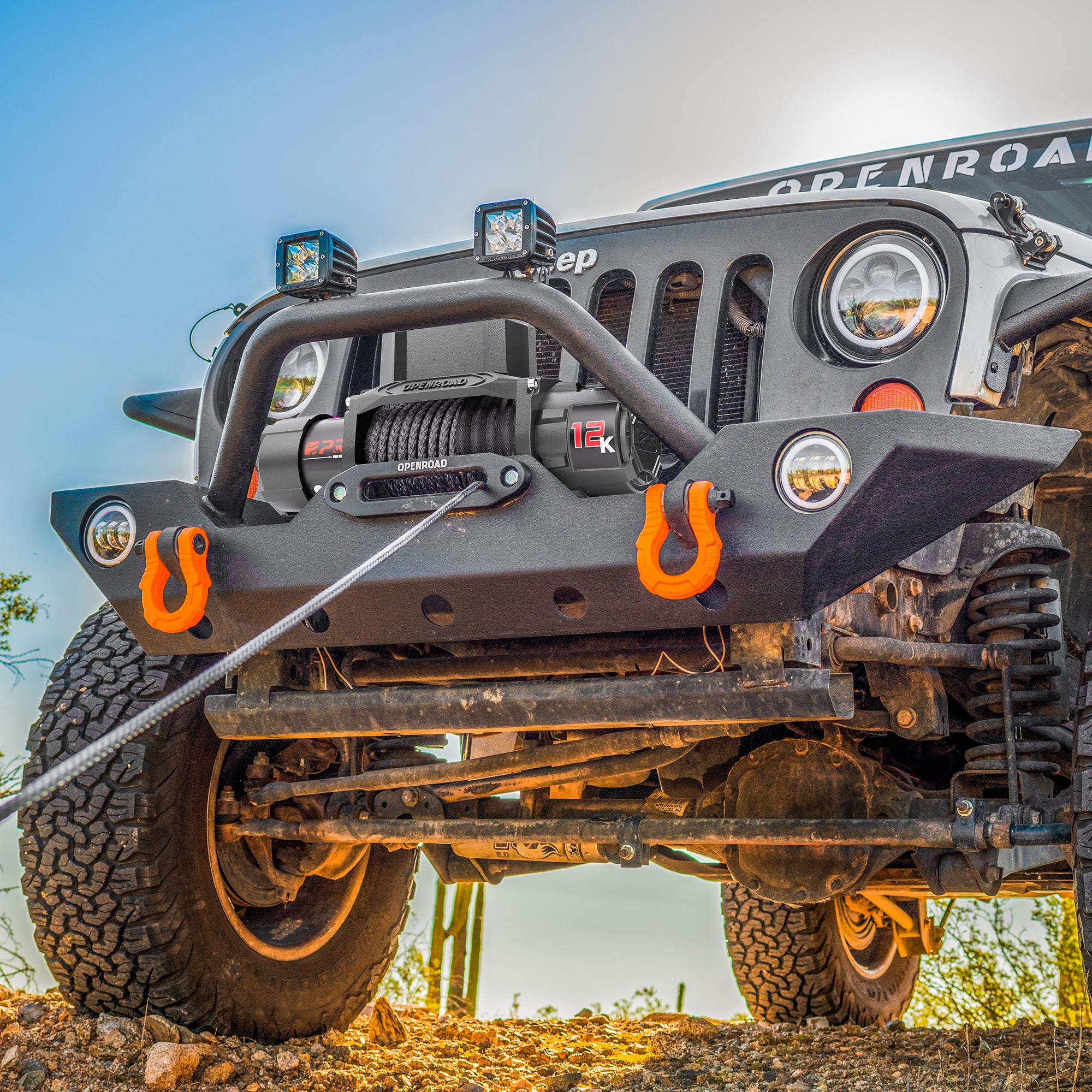 OPENROAD 12,000lbs Electric Winch with Synthetic Rope-Panther Series 3S winch Openroad4wd