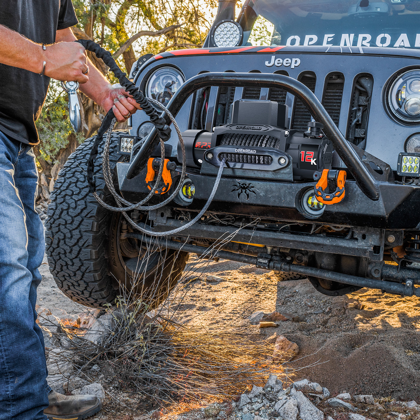 OPENROAD 12,000lbs Electric Winch with Synthetic Rope-Panther Series 3S winch Openroad4wd