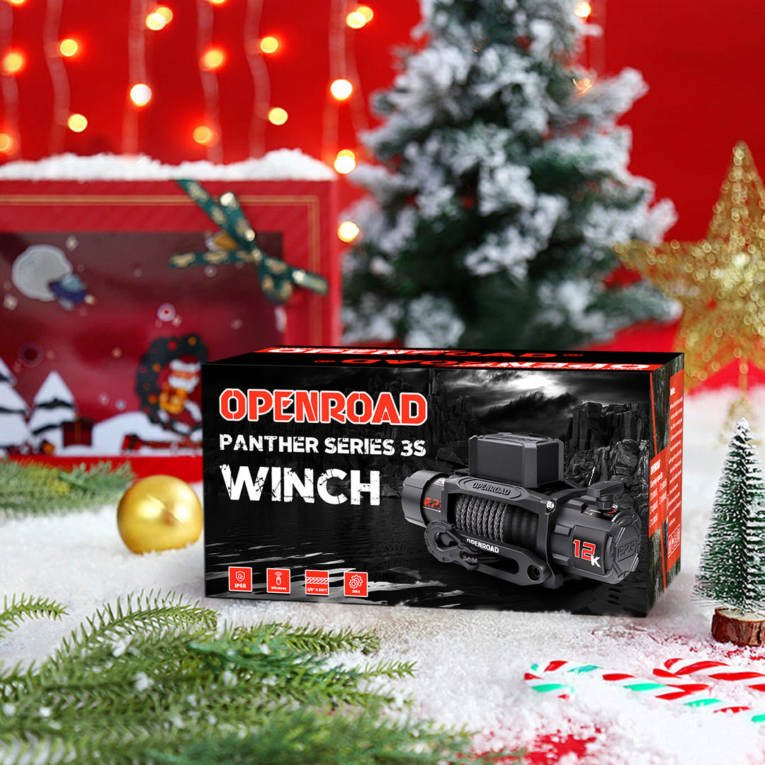 OPENROAD 12,000lbs Winch with Synthetic Rope-Panther Series 3S winch Openroad4wd