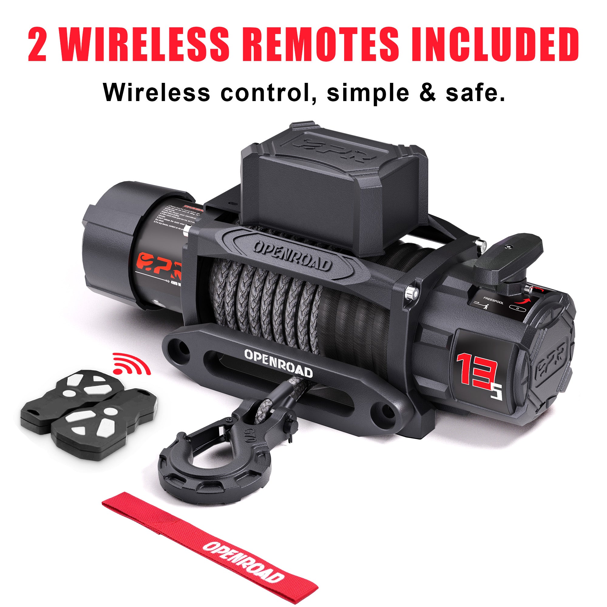 OPENROAD 13,500lbs electric winch with Synthetic Rope - Panther Series 3S winch Openroad4wd