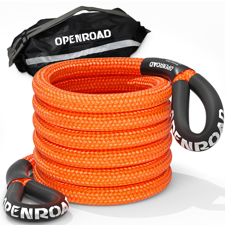 13,500lbs Winch with 1" x30' Kinetic Recovery Tow Rope and Soft Shackle and 4 Generation Off-Road Traction Boards (2pcs) | Black and 30,000lbs Tree Saver Strap Openroad4wd