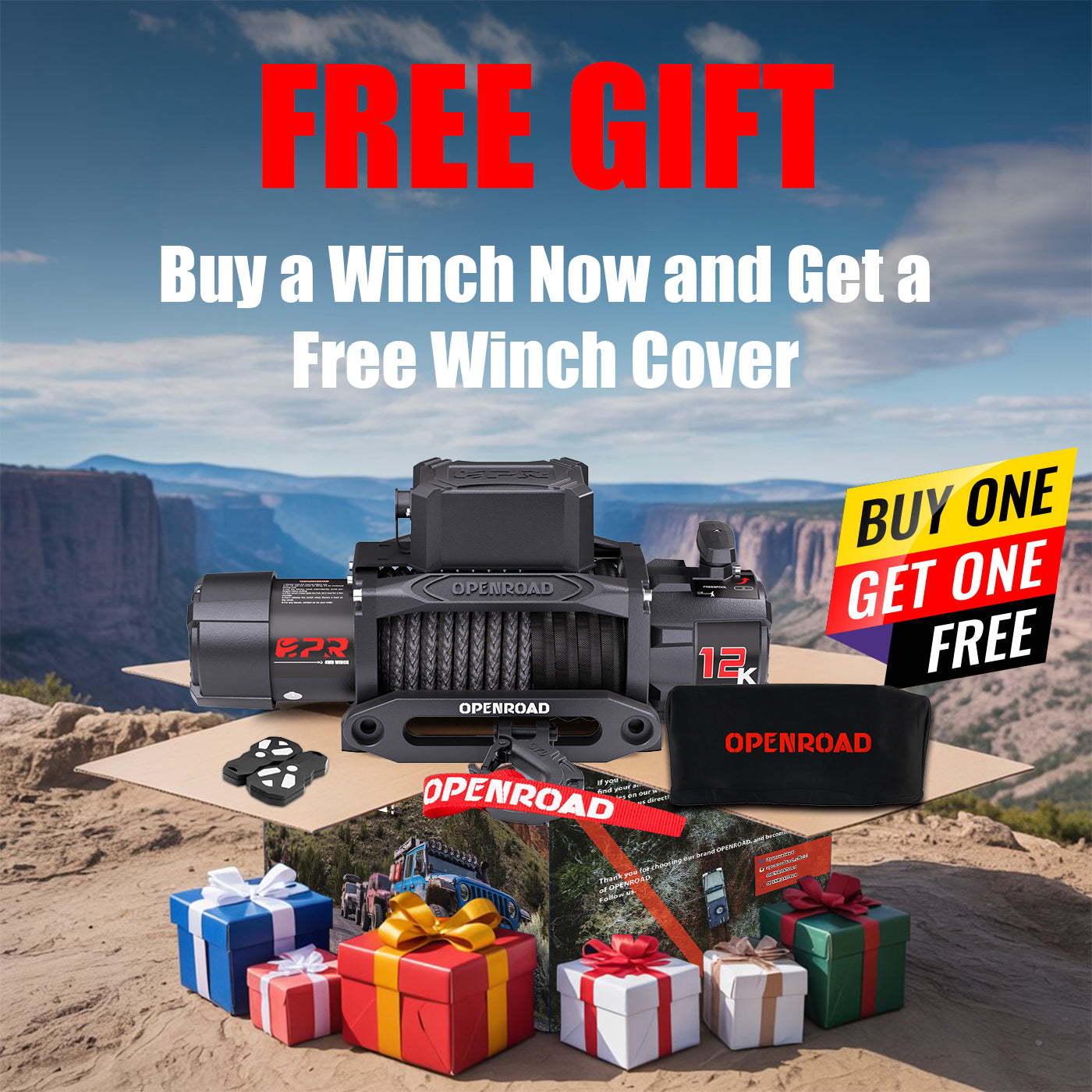 OPENROAD 12,000lbs Electric Winch with Synthetic Rope-Panther Series 3S winch Openroad4wd
