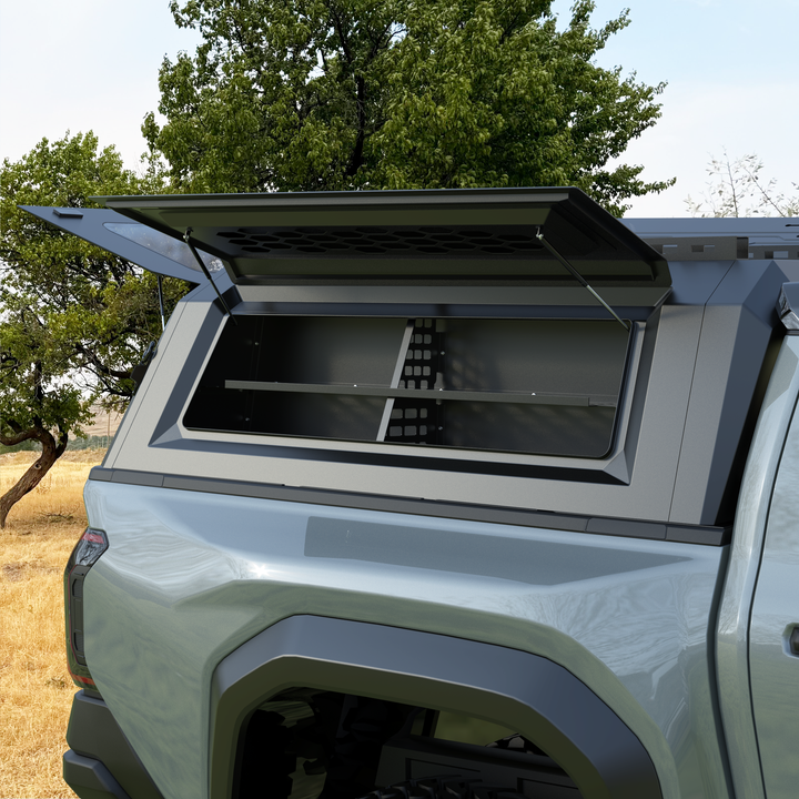 OPENROAD Aluminum Truck Cap with Roof Rack Crossbars with Truck Cap Storage Box