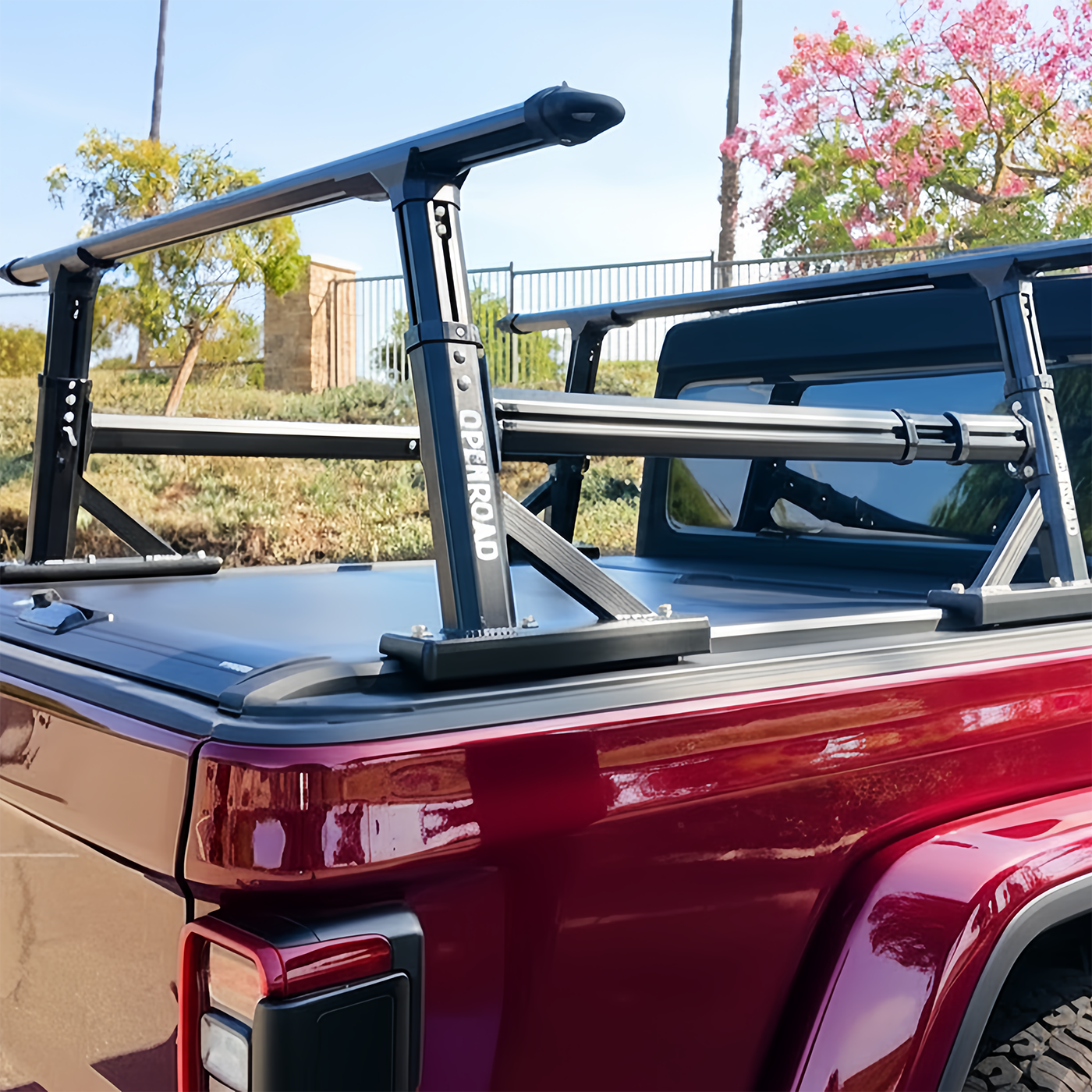 OPENROAD Universal Fit Adjustable Bed Rack for Trucks with Aluminum Retractable Tonneau Cover Openroad4wd