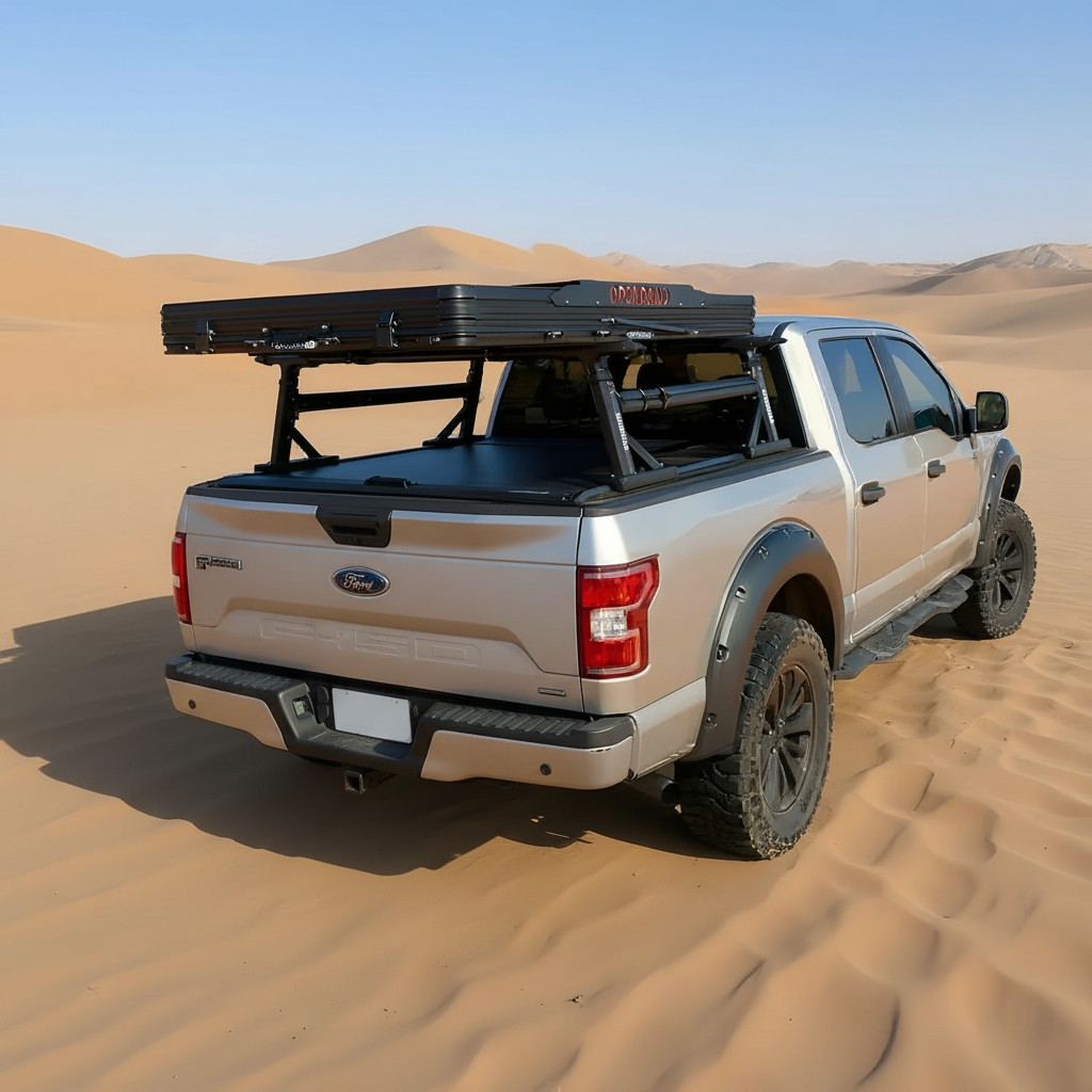 OPENROAD Universal Fit Adjustable Bed Rack for Trucks with Aluminum Retractable Tonneau Cover Openroad4wd