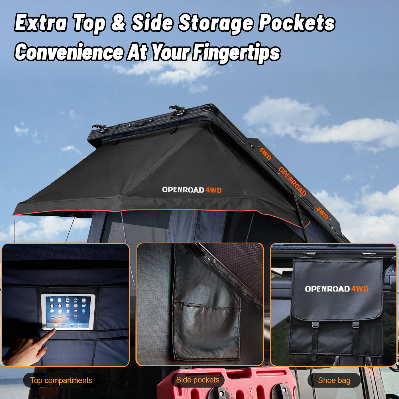 OPENROAD Aluminum Hard Shell Roof Top Tent-PeakRoof LT Series openroad4wd.com