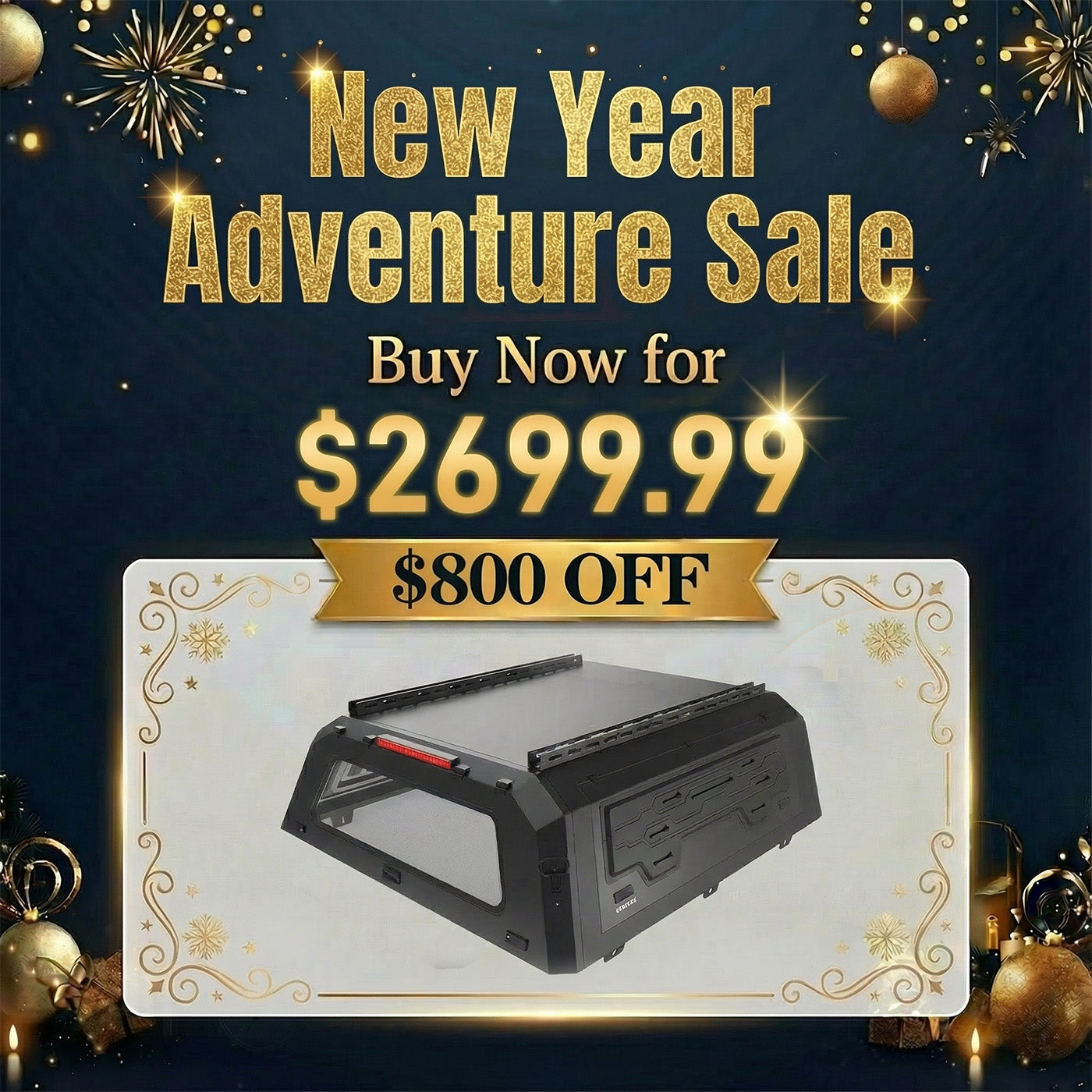 OPENROAD Truck Cap with Full Wing Doors, Extra-Large Storage, and LED Brake Light