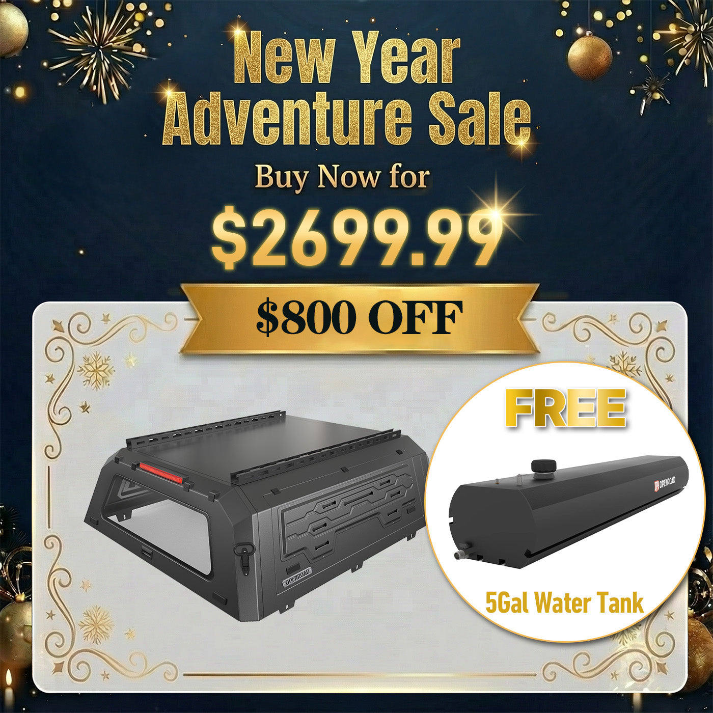 OPENROAD Aluminum Truck Cap with Three-Color Light