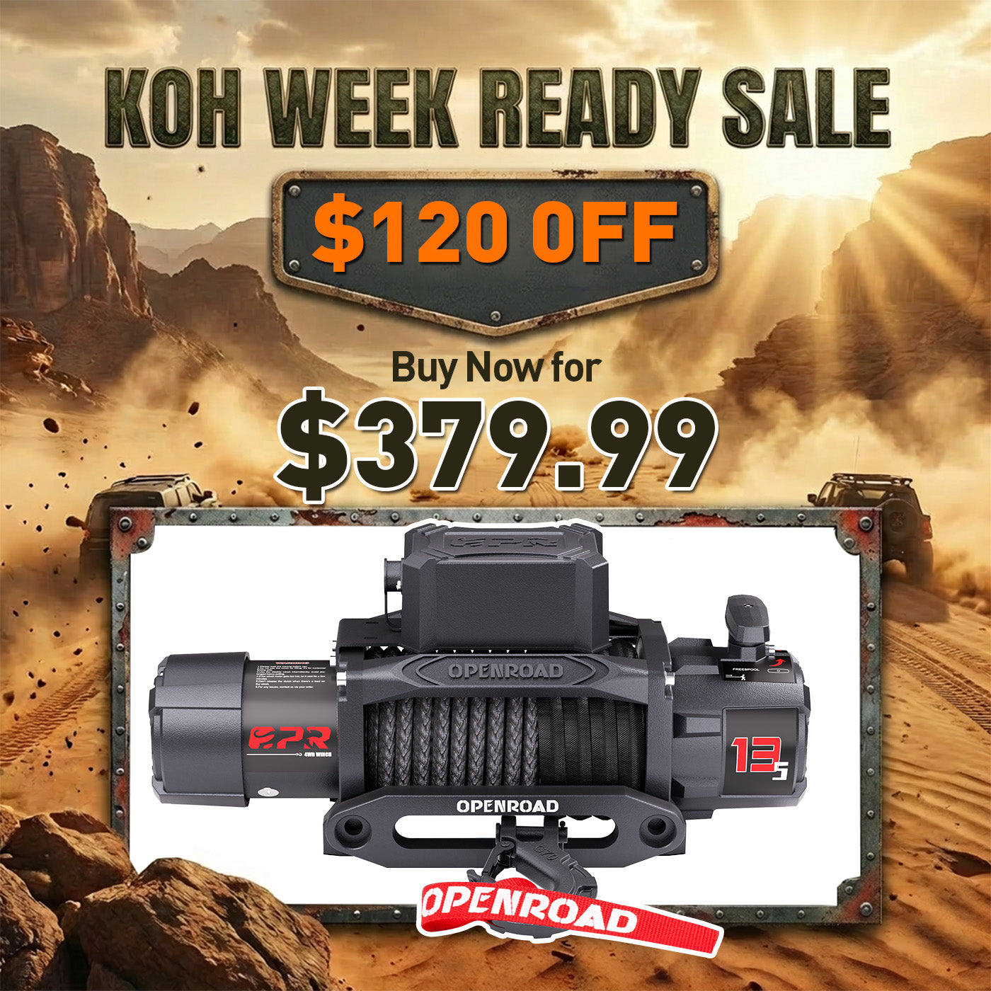 OPENROAD 13,500lbs electric winch with Synthetic Rope - Panther Series 3S