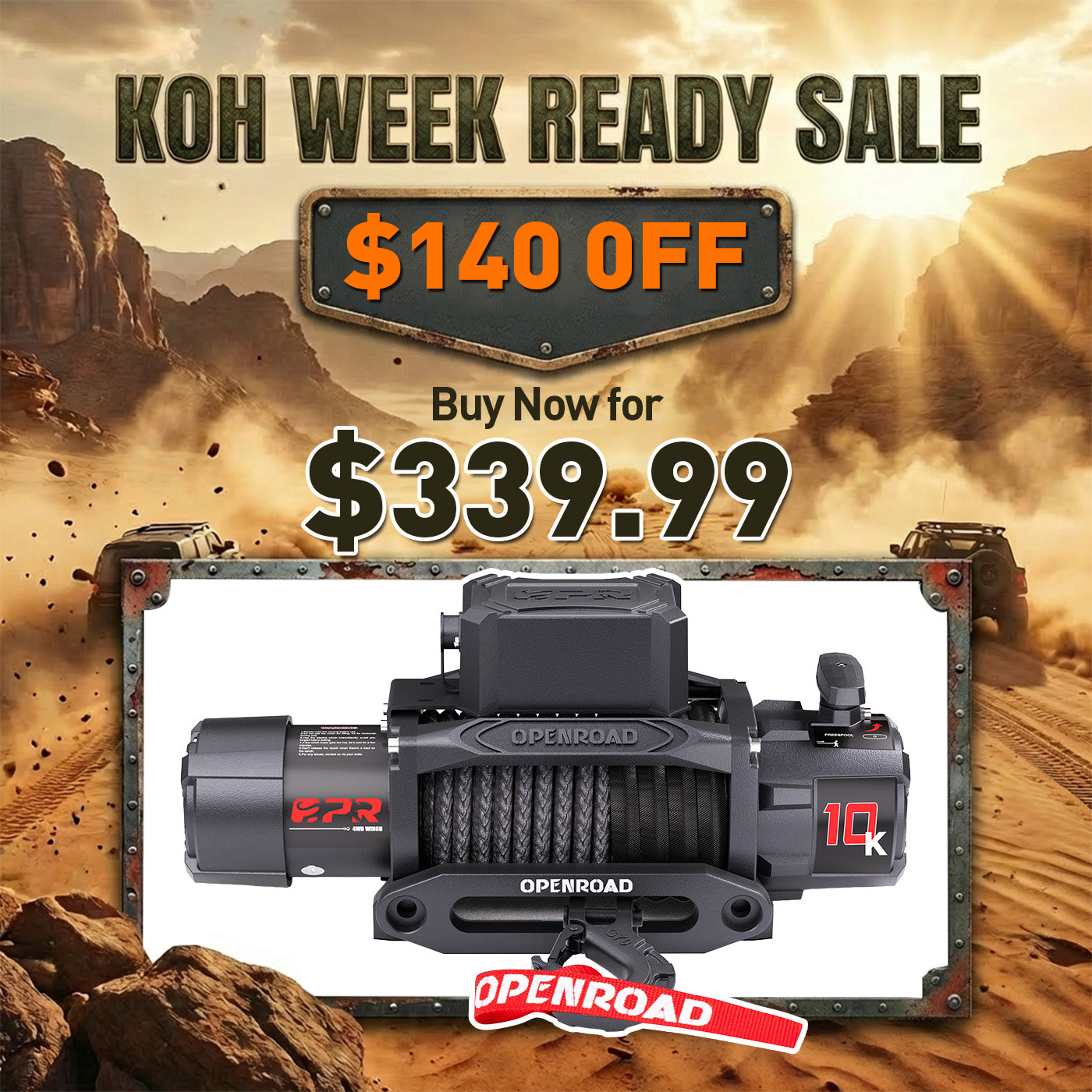 OPENROAD 10,000lbs Electric Winch with Synthetic Rope-Panther Series 3S