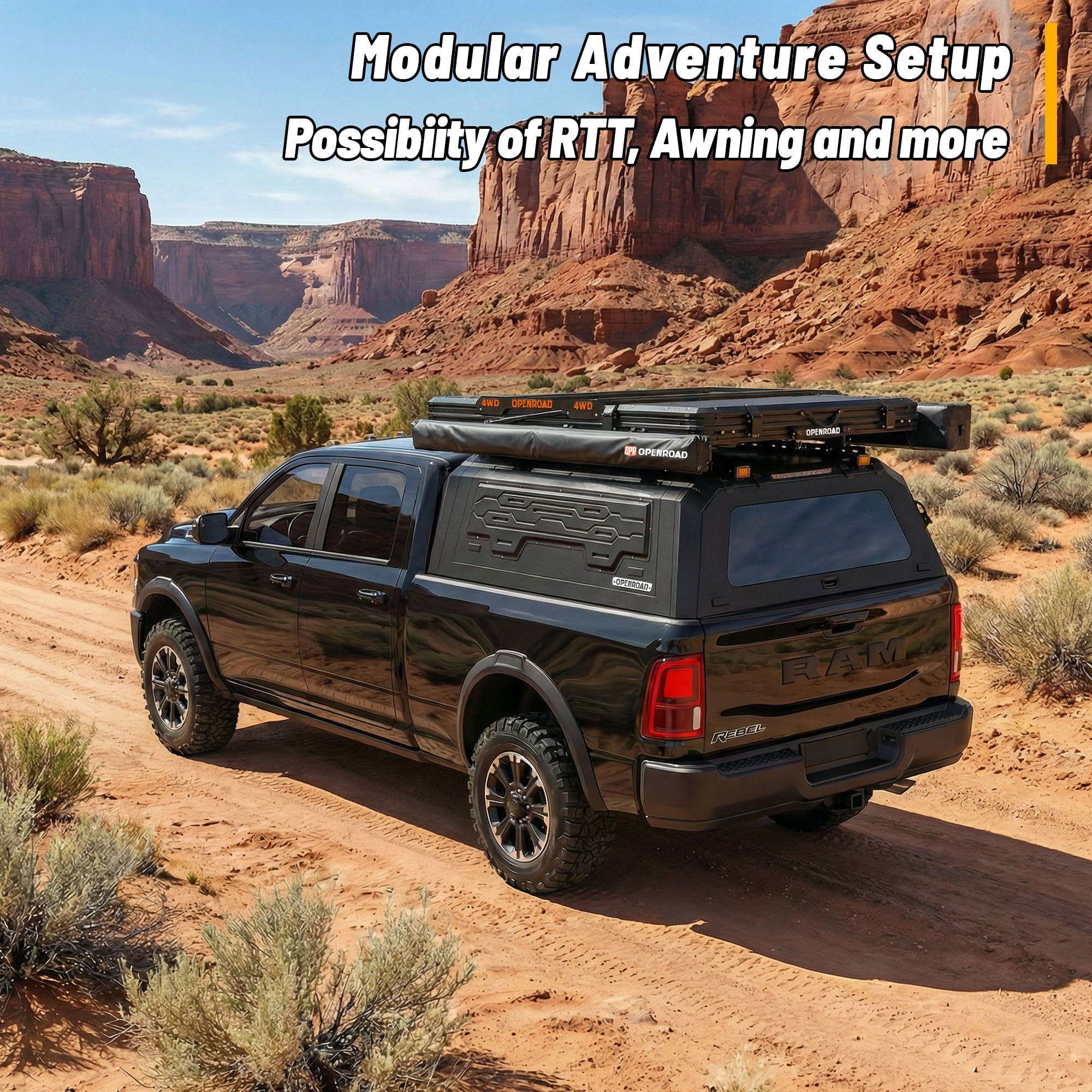 OPENROAD Aluminum Truck Cap for RAM 2500/3500 (2009-2026) – 6.4ft Bed Openroad4wd