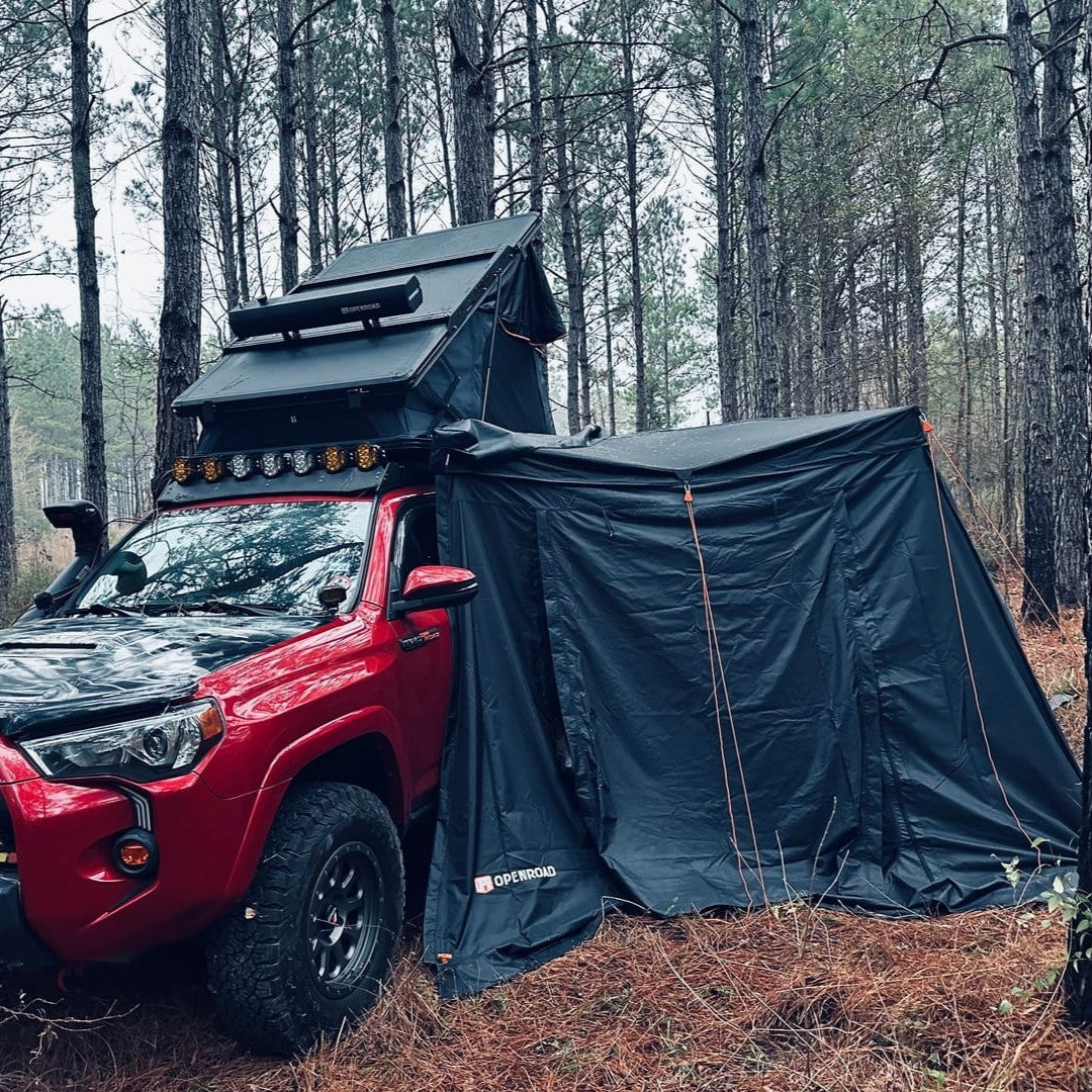 Aluminum Hardshell Roof Top Tent and 270 Free Standing Awning and 270 Awning Sidewalls Openroad4wd