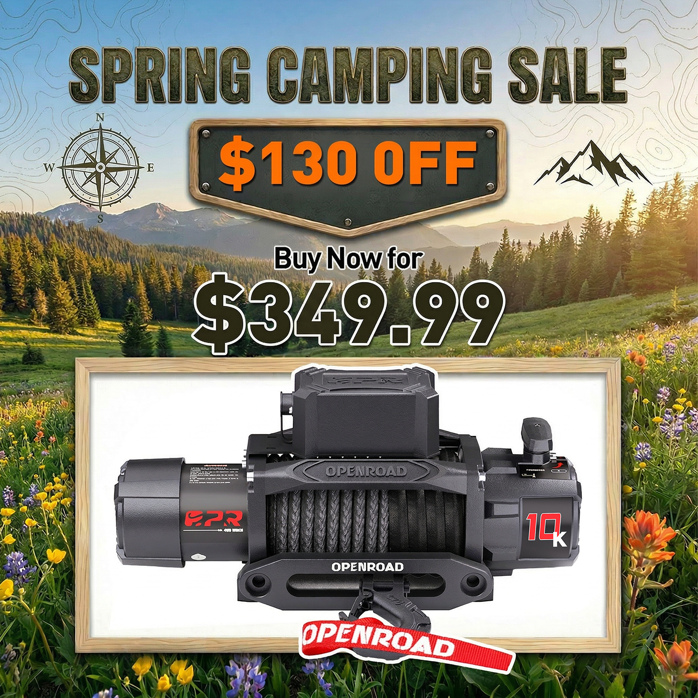 OPENROAD 10,000lbs Electric Winch with Synthetic Rope-Panther Series 3S